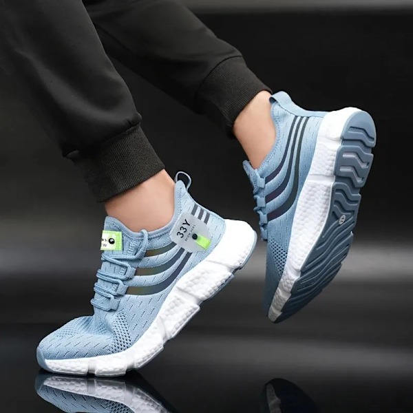 Avslappnade utomhusskor för män, lätta och andningsbara sneakers i mesh, svarta, löparskor, löparskor, joggingskor, tennisskor