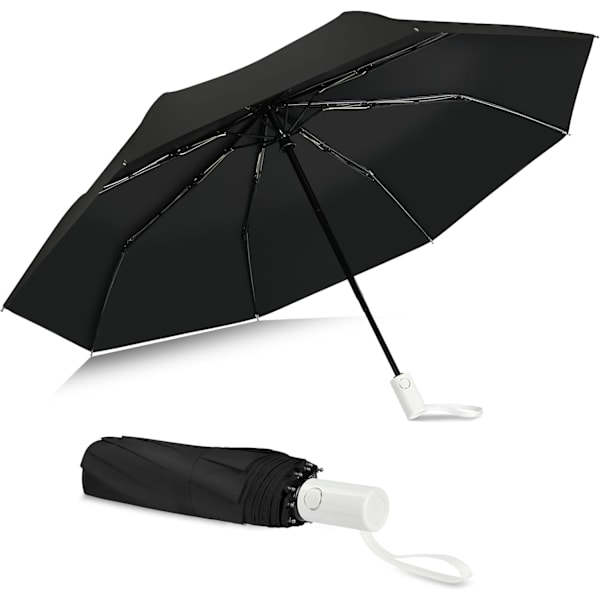 Reseparraply i rostfritt stål, automatisk öppning och stängning, kompakt design Black – 8 threads