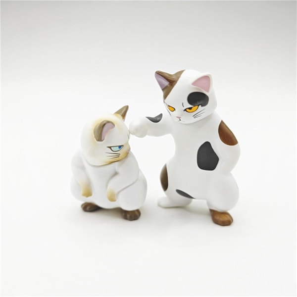 Mini kattdockset | 6 st roliga kattfigurer | stygg skulpturdekor | för bokhyllor, skrivbord, bilinredning | förtjusande djurprydnader 2 set
