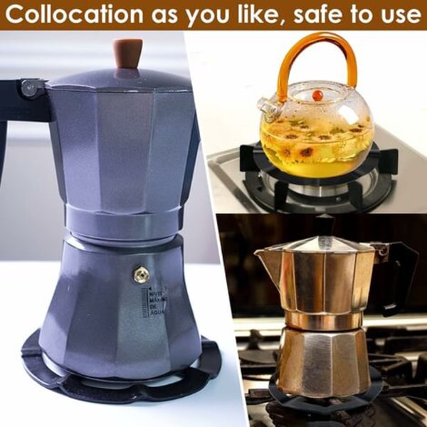 Stål Moka grythållare för gasspis, metall gasring reducerare, kaffebryggare reducer hyllring för matlagning, 1st, svart, Fon