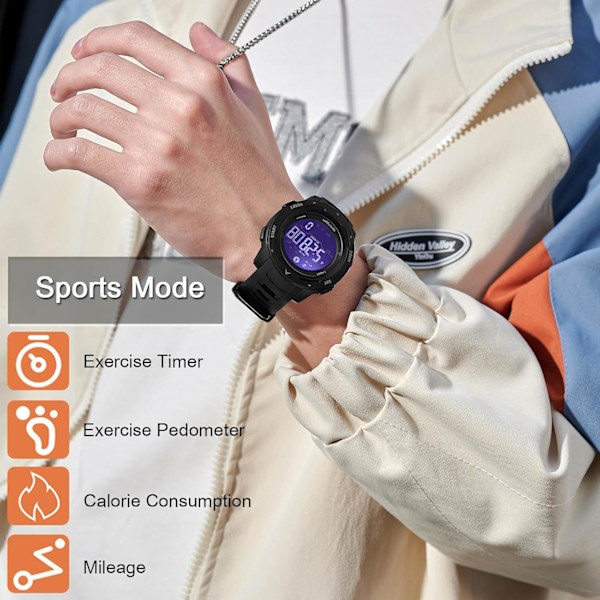 Ur Smart Sports Ur Til Mænd Kvinder Ur Digital Kvarts Ur Unisex Vandafvisende Ur Gummi Armbånd Harpiks Ur, Orange, L Orange black