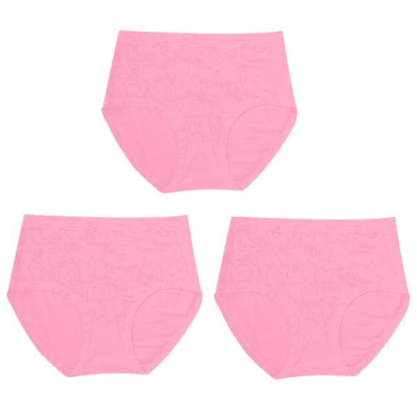 3 st/förpackning Kvinnor Hög Midja Trosor Kvinnliga Underkläder Modal Spets Andas Bekväma Underkläder Moder Medelåldern Kläder Ljus Rosa (3 st) XL  45-57,5 kg