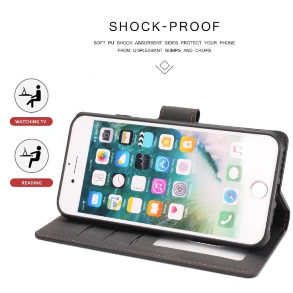 iPhone 7/8/SE - Solid® Klassisk Læder etui Sort
