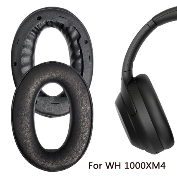 SQBB Läderkuddar för WH 1000XM4 Headset Mjuka hörselkåpor Cover Hörselkåpor Öronkåpor Svart