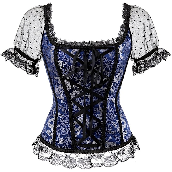 Naisten korsetit Overbust Bustier Top Gothic Sexy Olkapää 8108blue 4XL 8108blue 4XL