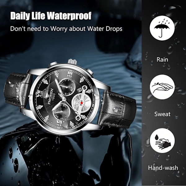 Herrar Analog Kvarts Armbandsur Vintage Elegant Armbandsur Datumskalender Luminous Klocka Svart A Black A