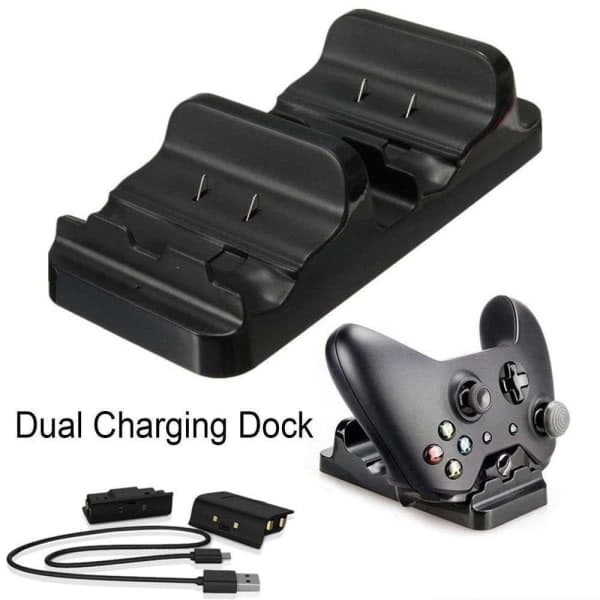 Ladestation til Xbox One til to controllere - med batterier—max