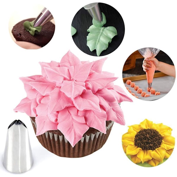 Cupcake glasursett - Kakedekorasjonstips, glasurposer | Med konditorpose kakedekorasjonstips for glasur kaker 27 st-tpu premiummodell