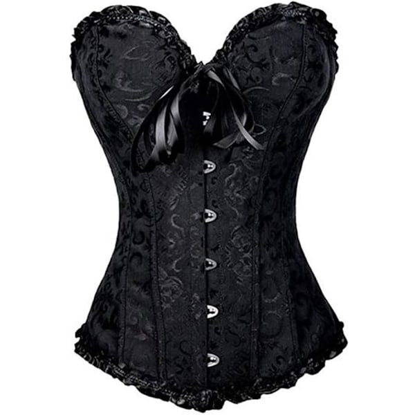 Naisten korsetit Bustier Corset Naiset Lace Up Boned Overbust Elegant Body Shaper Corset Top S Musta Svart