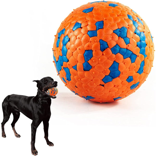 CQBB Hundleksaksboll, hundbettboll för tandrengöring, interaktiv hundleksaksboll, blå studsande hundleksaksboll utomhus
