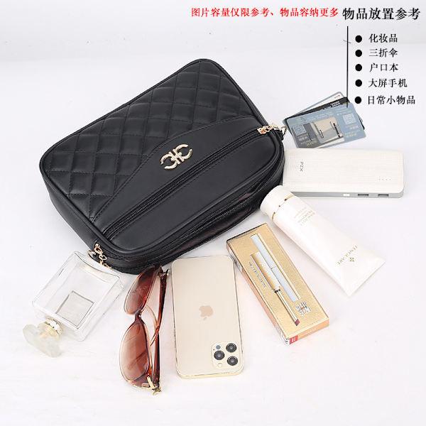 2024 Ny firlags stor kapacitet middelaldrende kvinders taske mode rombe crossbody skuldertaske all-match kamerataske lille firkantet taske Oak Red