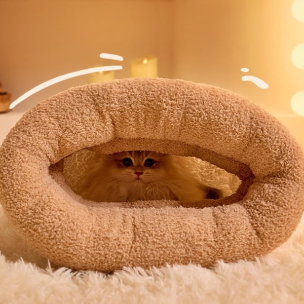 Plush Kattsäck, Tvättad Stor Kattsäng, Mysig Plushväska för Vintern Beige 36 x D 25 x H 25 cm