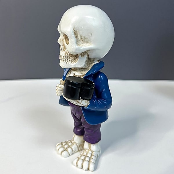 Miniatyr skelettfigurer | Hartsstatyer för heminredning med tröja - Handgjorda skräckfigurer, för skåp akvarium hushåll fönsterbräda Blå kostymbox