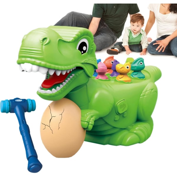 Dinosaur Hammering Leke for Barn | Lyd & Lys Interaktivt Slagspill for Tidlig Utvikling Green