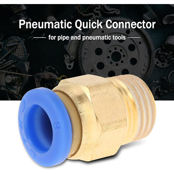 Push Fit-kontakter, 10 st pneumatiska snabbkopplingar adapter 8 mm diameter gänga 1/4bsp set