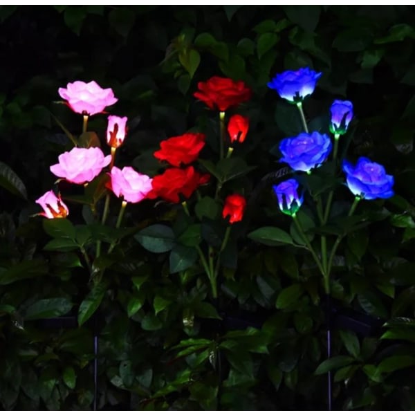 SQBB Solar LED konstgjorda rosenljus för utomhusdekor Trädgård Gård Uteplats Gravkyrkogård Balkong Juldekoration - Rosa