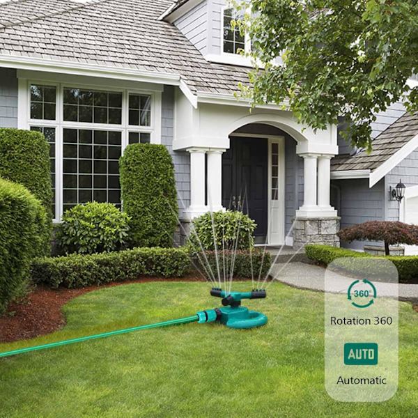 Trädgårdssprinkler, 360° roterande gräsmatta bevattningssystem (1 st, grön)