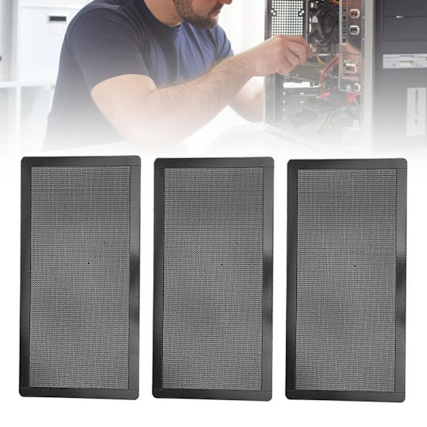 10 kpl PC-tuulettimen pölysuodatin PVC-tietokoneen kotelo Pölytiivis Suodatinpeite Magneettinen Musta 120x240mm