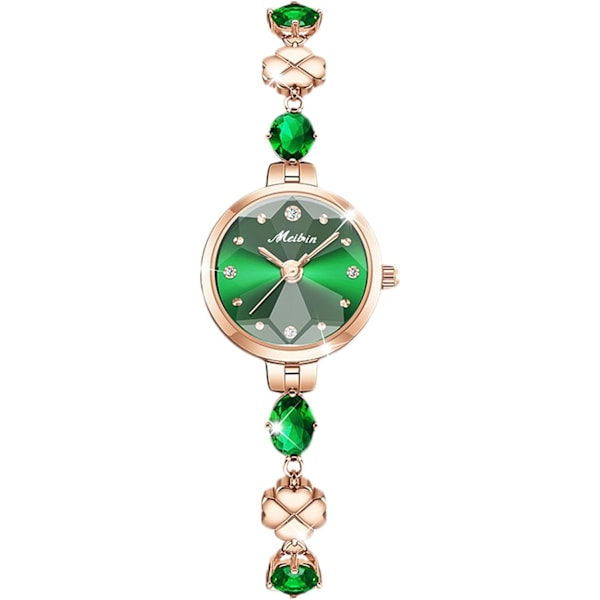 Damer Analog Kvarts Ure Elegant Diamant Armbåndsur Smykkeur Kvinder Rhinestone Ur Kvinde Vandafvisende Ur Grøn Green