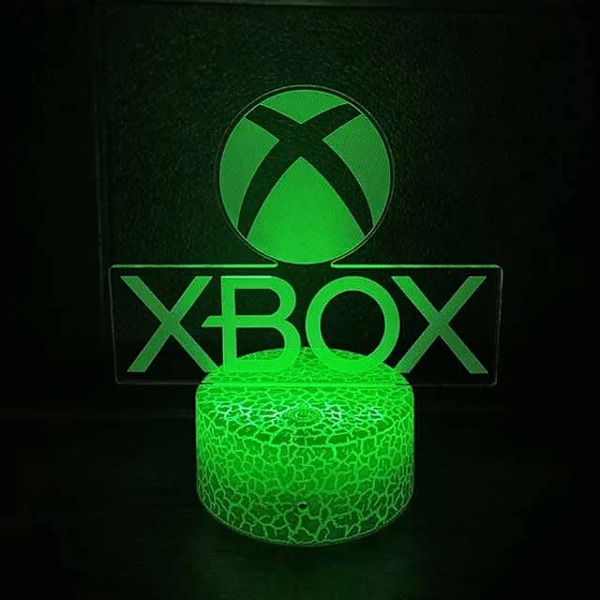 16 farger for XBOX-spill Endrer nattlys 3D Akryl LED Touch Bordslampe Atmosfære Romdekor Illusjonslampe til jul 7Color Svart base