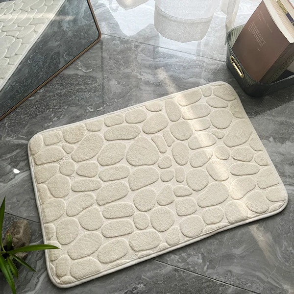 Halkfria mattor Kullerstenspräglade badrum Badkar i handfat Badkar Sidogolv Matta Duschrum Dörrmatta Memory Foam Matta khaki 40X60cm