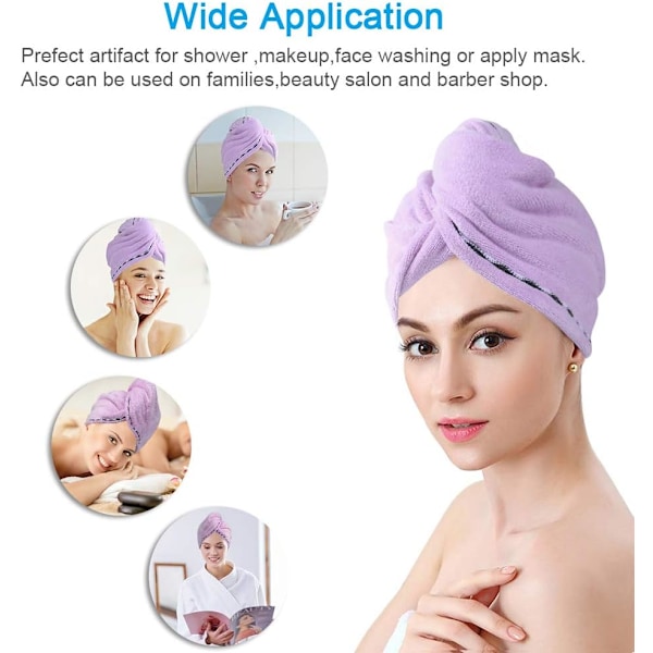 Mikrofiber Hårhanddukar 3-pack Hårhanddukar 6 st Hårband Superabsorberande Snabbtorkande Turbanhandduk för Kvinnor (Blå & Gul & Lila) C