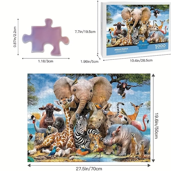 1000 Palan Eläinmaailman Puzzle - Sopii Aikuisten ja Lasten DIY-Puzzle-Leikkikaluksi, Tarjoaa Tuntikausia Hauskaa ja Rentoutumista Halloweeniin ja Jouluun