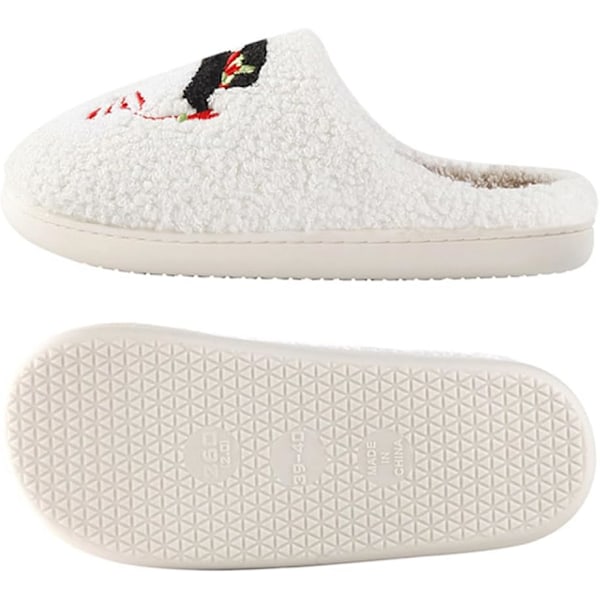 Jule-Tøfler til Mænd og Kvinder, Varme Elg-Plush Soveværelsestøfler White Snowman J 41/42 EU