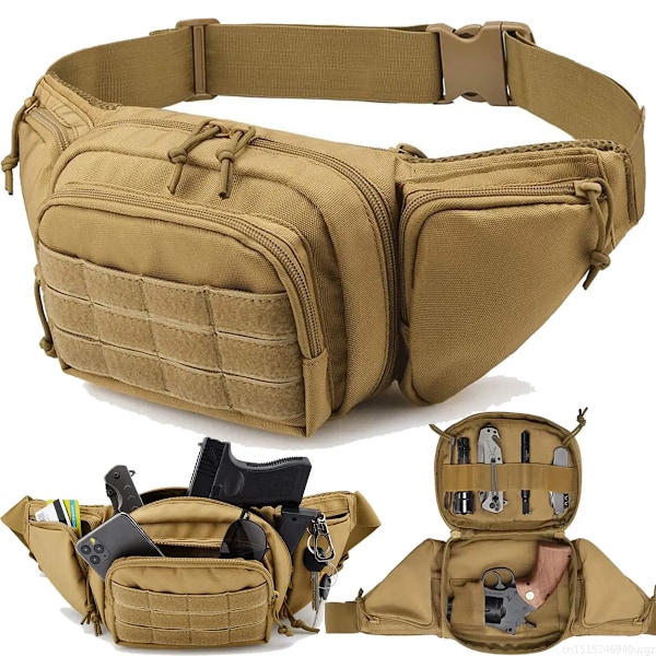 Militær Taktisk Midjeveske Bumbag Vanntett Nylon Molle EDC Fanny Telefonveske for Jakt Klatring Camping BCP