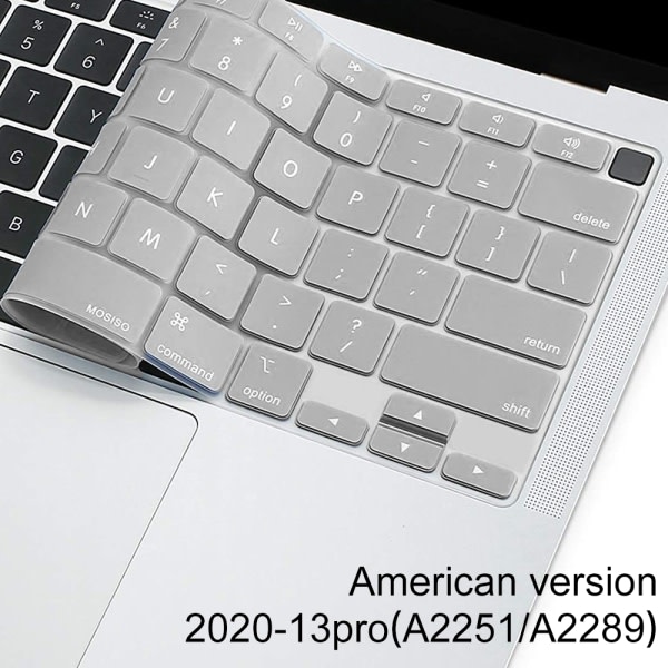 CQBB TPU- cover för MacBook Pro 13 tum A2251 A2289 Ultratunt skyddande osynlig hud tangentbord film-silver