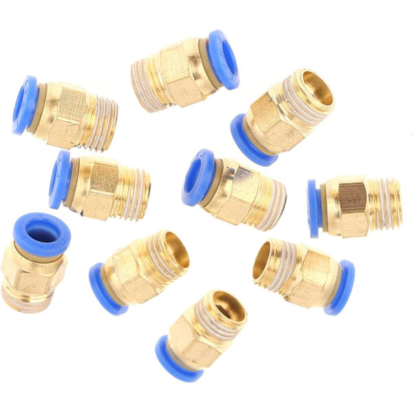 Push Fit-kontakter, 10 st pneumatiska snabbkopplingar adapter 8 mm diameter gänga 1/4bsp set