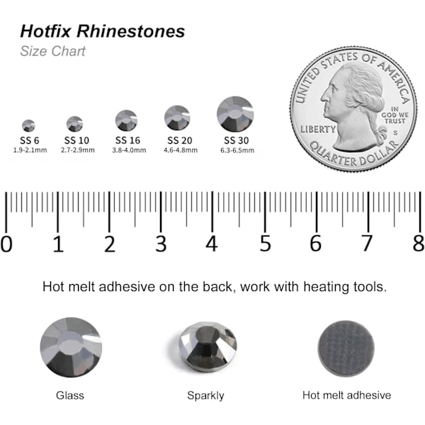 3000 Heta Fixeringar Rhinestones, Svart Diamant, SS16, 3.8-4.0mm för Kläder & Hantverk Black Diamond SS16