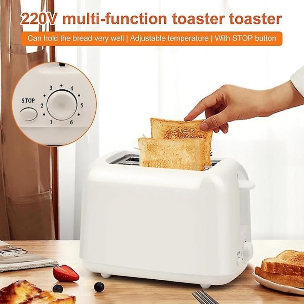 CQBB Automatisk brödrost 2-skivor frukost Smörgåsmaskin Bakning Matlagningsverktyg Snabbuppvärmning Bröd Brödrost B