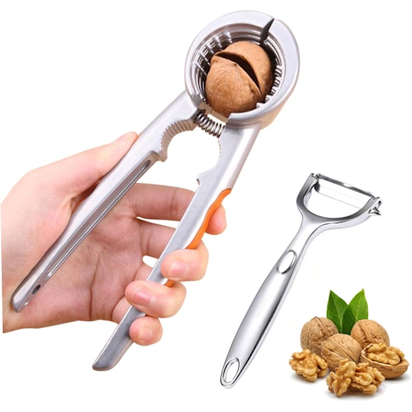 Solrosfrösplitter med fruktskalare 2-pack tunga nötknäppare icke-halk aluminiumlegering nötknäppare pekan hasselnöt kök nötknäppare