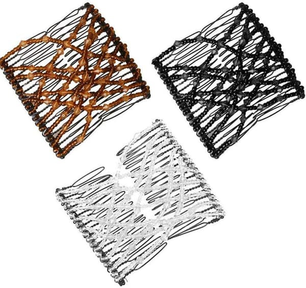 Magiska hårkamklämmor med kristallpärlor, elastisk dubbel hårnål för kvinnor, flickor, bröllopsfest, dagligt bruk, 3-pack