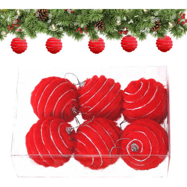 Plush-joulukuulat, koristeelliset koristeet joulukuuseen 8 cm red