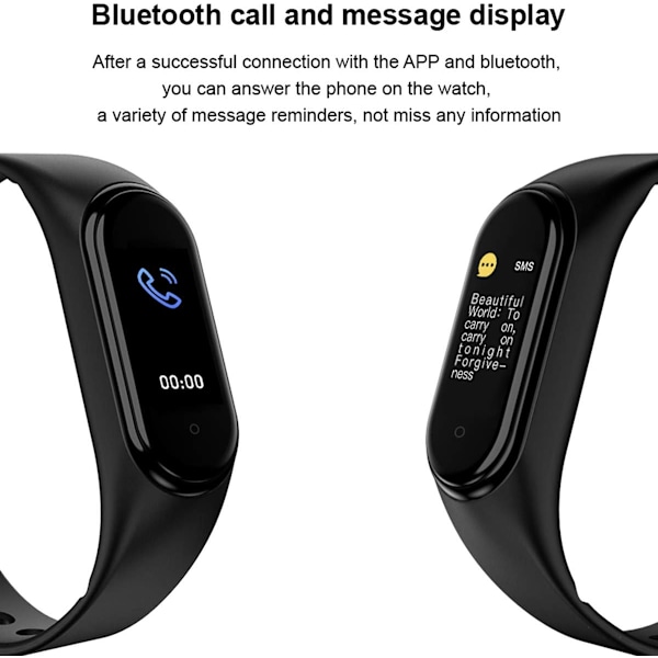 Smartklokke Treningsarmbånd med Pulsmåler Blodtrykk, Treningsklokke for Menn Kvinner, Sportsklokke Armbånd Treningsarmbånd Pulsmåler Svart Black