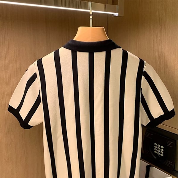 Sommar Lös 2023 Stickat Kort Ärm Ny Trendig Rund Hals Mäns Ungdom Popularitet Casual Trend Pullover Topp Kaffe L