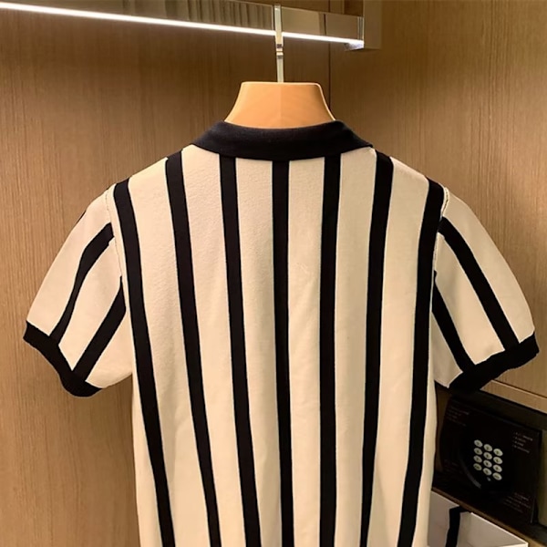 Sommer Løs 2023 Strik Kort Ærme Ny Trendy Rund Hals Mænds Ungdom Popularitet Casual Trend Pullover Top Kaffe XXL