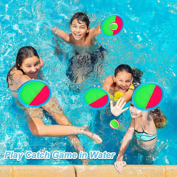 SQBB Kasta och fånga bollspel, utomhusspel för barn Bakgårdsspel Strandspel för barn (4 paddlar 4 bollar)