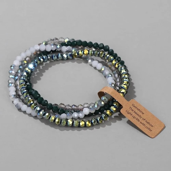 4 Bitar Set Facetterade Glaspärlor Stretch Armband Påverkade Glaspärlor Flerfärgade Elastiska Pärlor Handgjorda E Armband Smycken ASL70055A