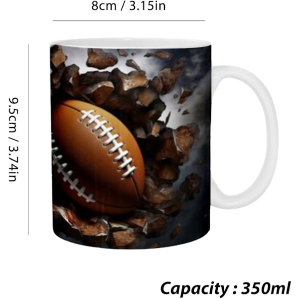 Fodbold kaffekrus, amerikansk fodbold krus | 3D fodboldmælkekrus - 11oz keramisk krus Football Lovers Coffee Mug Julegaver til fodboldfavoritter 31