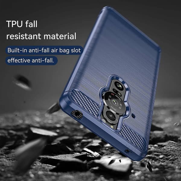 Kompatibelt med Sony Xperia Pro-I Borstat Kolfibertextur TPU Mobilskal - Perfekt Blå-max Blue