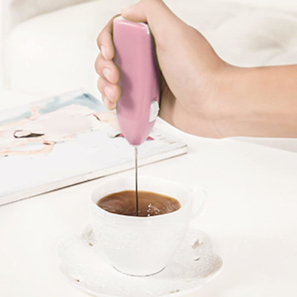 Elektrisk mjölkskummare, Batteridriven Visp för Kaffe Drycker (Rosa) Pink