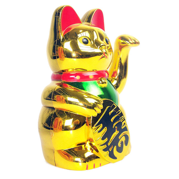 Vinkende lykkekatt - Dekorasjon Gull