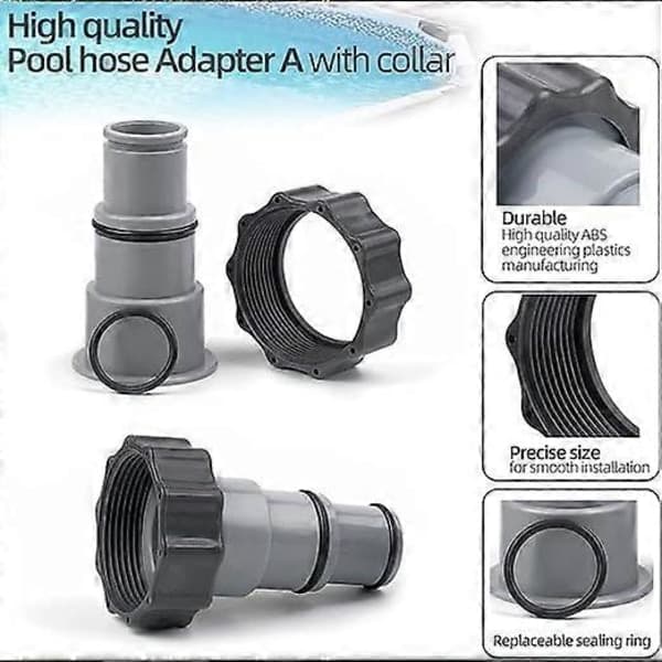 Slangadapter för Pool 32 38, Slangadapter för Poolpump, Pooladapter 38mm, Slangkoppling för Pool Intex, Pooladapter Intex 32 38, Koppling—max