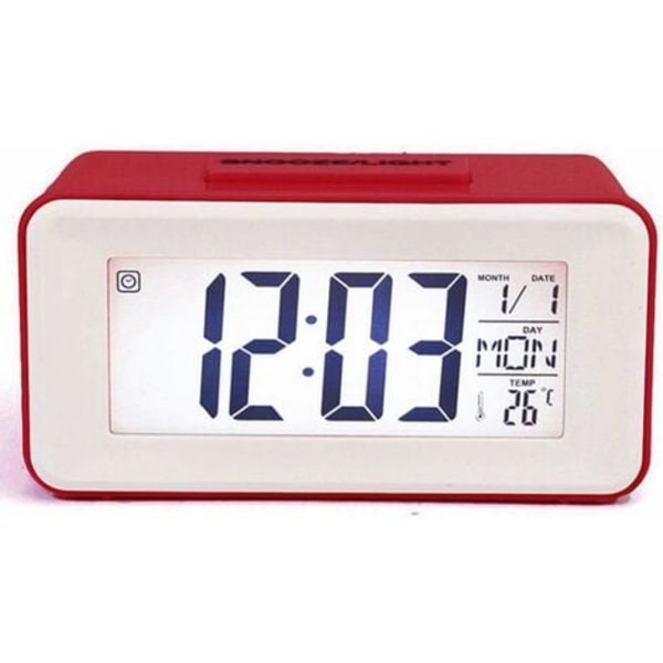 Litthing Digital väckarklocka Digital LED-klocka Väckarklocka Datum Temperatur Snooze 8 Music Sleep Batteridriven (röd)