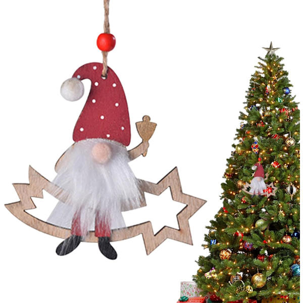 Julepynt av tre med nisse, hengende dekorasjon til hjemmet, sett Meteor Meteor