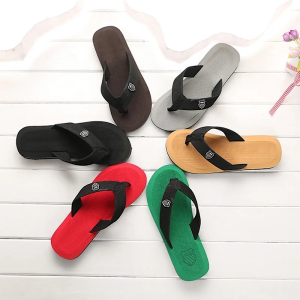 Afslappet Tofflor Til Mænd Flip Flops Strand Sandaler Sommer Non-Slip Flade Slides Mænd Tøfler Indendørs Sko Mand Mand Mand Slip Perre Sort 41