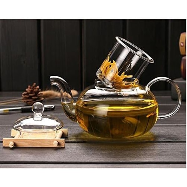 800 ml Tekanne i Borosilikatglass med Infuser, Egnet for Komfyrbruk 800ml/27oz